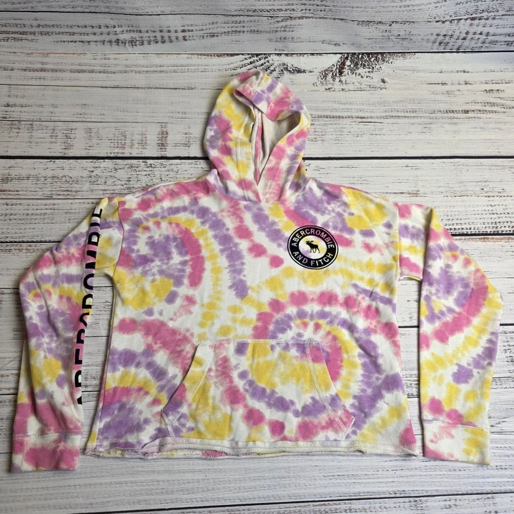 Abercrombie & Fitch Girl Juniors 11/12 Active Hoodie Sweatshirt‎ Light Tie Dye